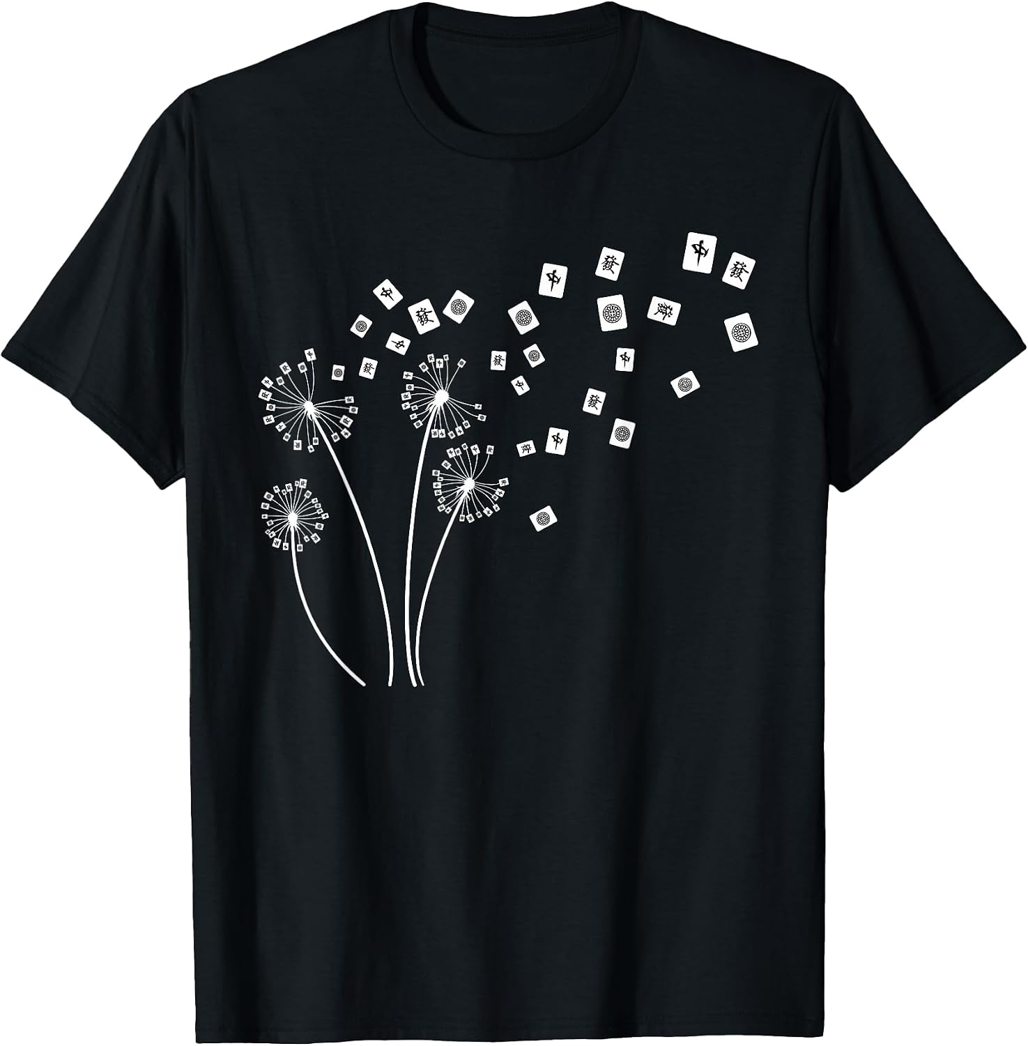 Mahjong Player Funny Cards Tiles Dandelion Chinese Tile Game T-Shirt