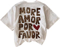 Women's Leopard Letter Graphic Tees Cute Heart Cheetah Shirt Vintage Aesthetic Summer Y2k Tops