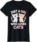 Just A Girl Who Loves Cats Cute Cat Lover Kitty Girls Kids T-Shirt
