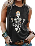 Womens Funny Skull Graphic Tank Tops Summer High Neck Sleeveless Workout Tee Shirts