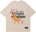 Mens Oversized T Shirts Tees Tiger Graphic Tee Print Cotton Tops Streetwear Casual Shirt