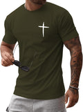 Mens Short Sleeve Cotton T-Shirts Crew Neck Jesus Cross Printed Shirts Faith Christ Shirts