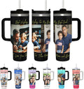 Custom Personalized Insulated Tumbler 40oz with Your Photo Text, DIY Customizable Stainless Steel Travel Car Coffee Mug Cup for Mum Dad Birthday Gifts (Print in USA)