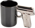 HLJgift Novelty Ceramic Coffee Mugs Gun Mugs Pistol Cup for amazing gift Black&Silver
