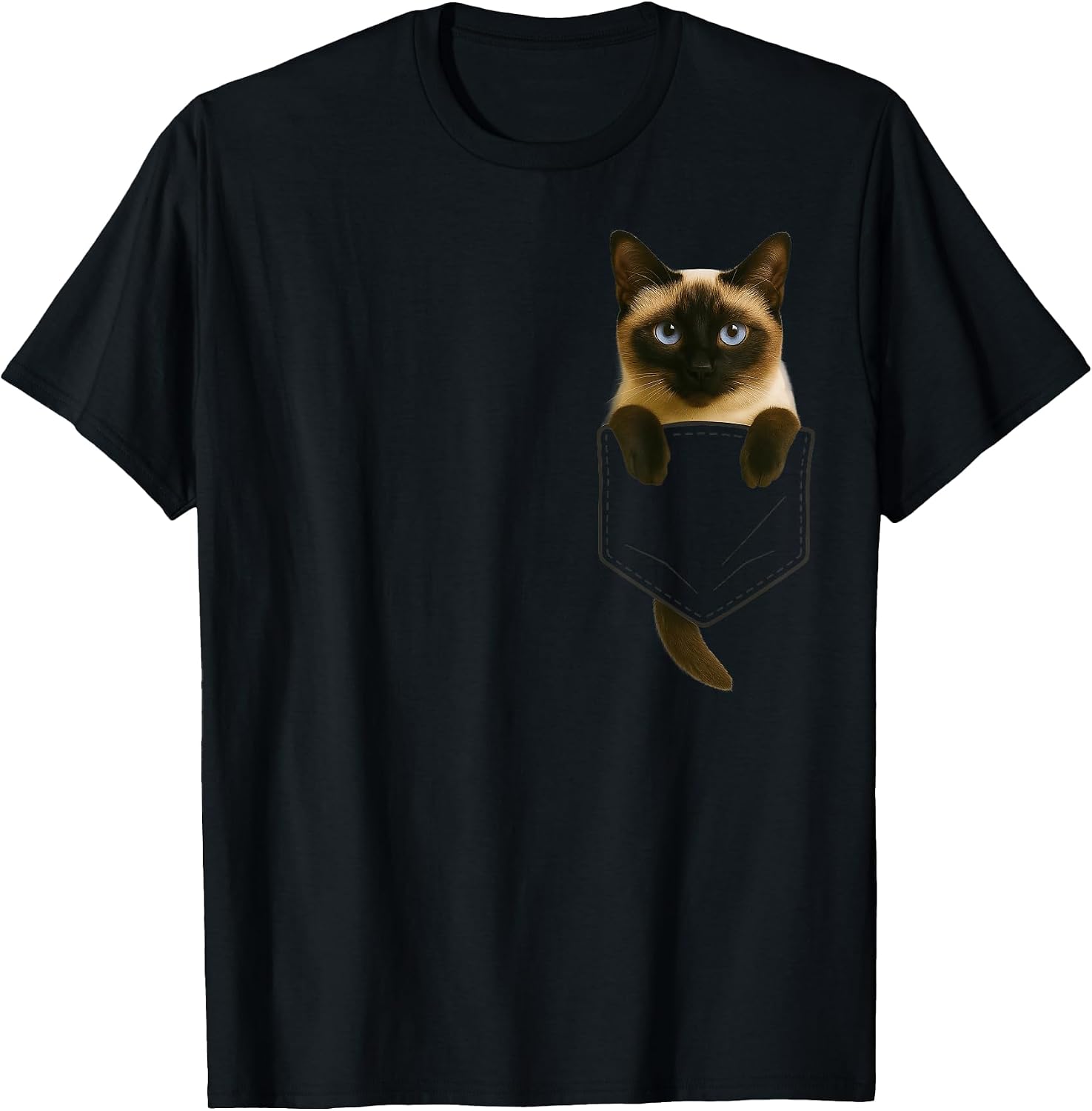 Siamese Cat Pocket Funny Gifts Cat Mom Cat Dad Cat Lover T-Shirt