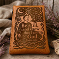 Inspirational Bible Quote on calm and meditation - Engraved Rosary Pouch: Custom Catholic Gift