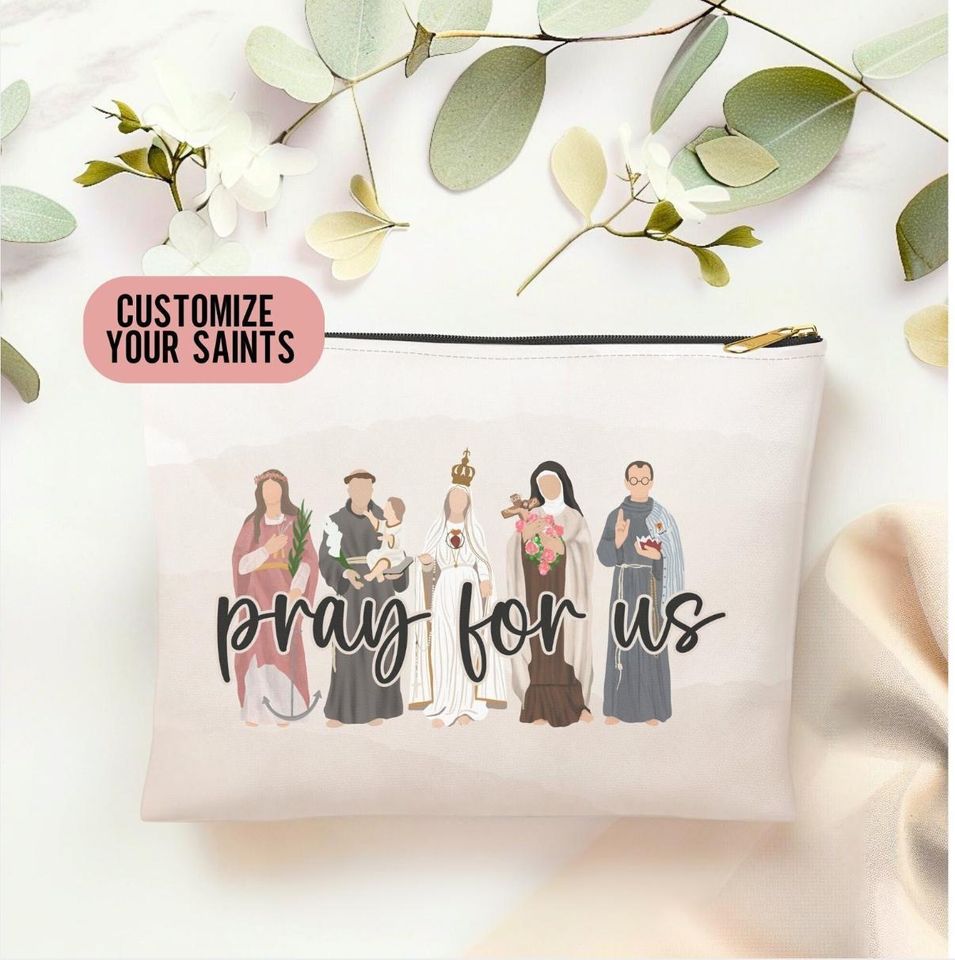 Custom Saint Rosary Pouch, Catholic Gift, Catholic Saint Gift, Catholic Pouch, RCIA Gift, Catholic Gift For Friend, Catholic Mom Gift