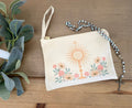 Floral Blessed Sacrament Monstrance Rosary Pouch with Wrist Strap, Canvas Catholic Veil Bag