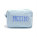 Personalized Seersucker Zipper Pouch, Embroidered Cosmetic Bag