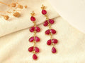 Natural Ruby Dangle Earring/Bridal Earring/Gold Plated Earring/Bridal Jewelry/Statement Earrings For Bridal/Women Jewelry/Bridesmaids Gifts