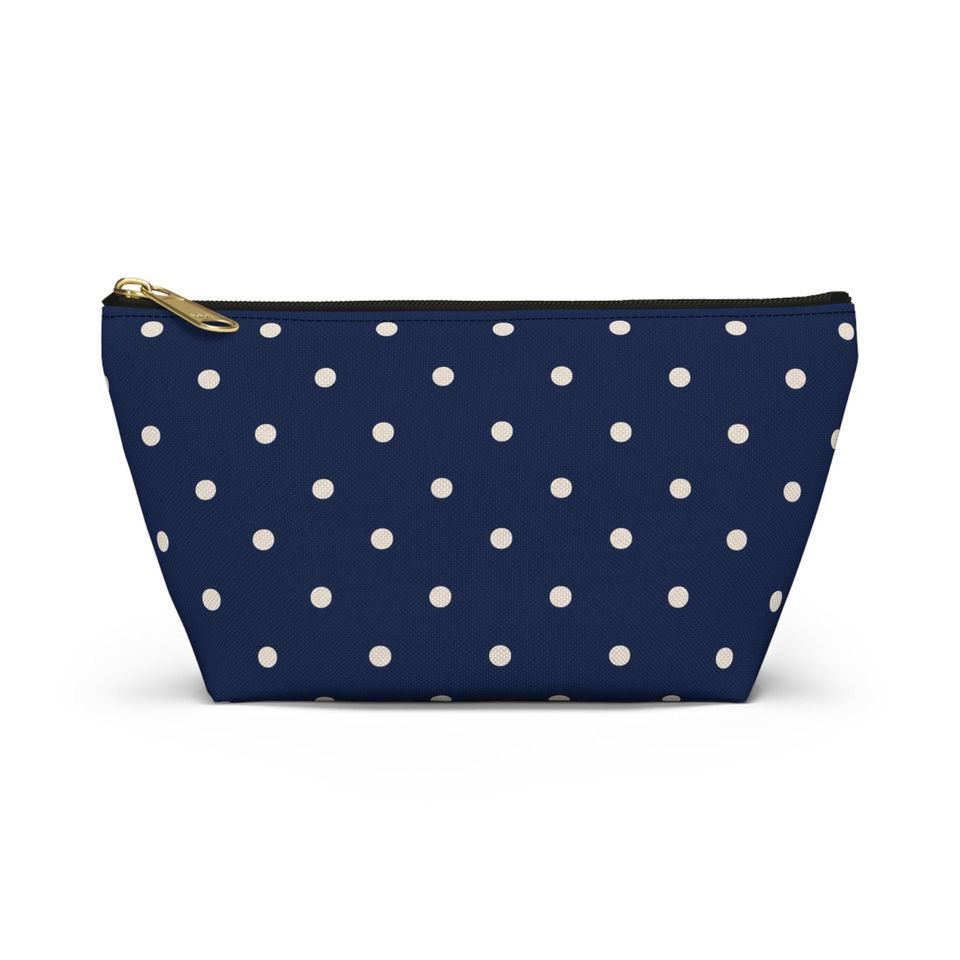 Navy Polka Dot Accessory Pouch | T-Bottom Makeup Bag