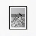 Woman Drinking Wine in Bed Print, Bar Cart Art, Pub Black and White Wall Art, Vintage Print, Photography Prints, Museum Quality Photo Print