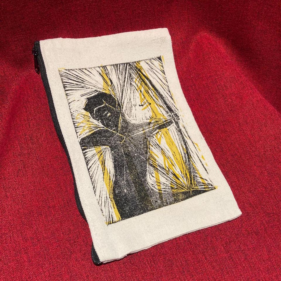 Centaur Block Print Canvas Pouch: Mythological Art Pencil Bag