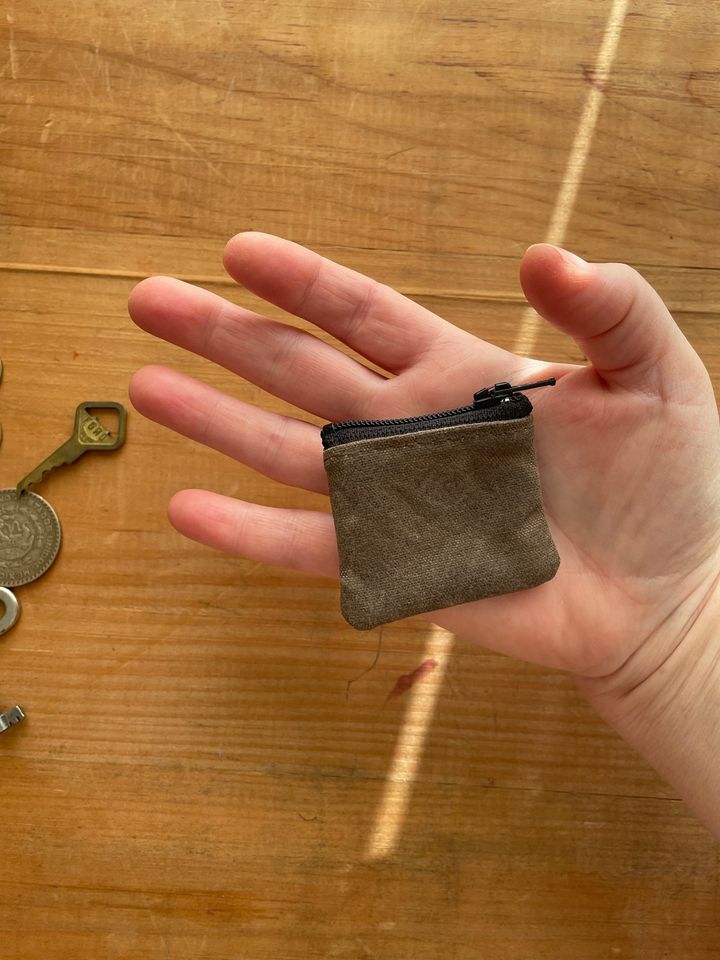 The Lilliput in Brown waxed Canvas a dinky zip case Collector a change purse mini zipper coin pouch pill keeper fund purse bullion ear bud