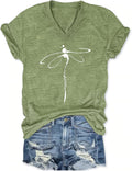 Women's T-Shirts V-Neck Boho Flowers Wildflowers Graphic Tees Shirts Cute Casual Summer Tops Short Sleeve T Shirt