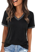 Womens T Shirts Graphic Tees Spring Short Sleeve V Neck Funny Letter Print Casual Loose Cute Summer Tops