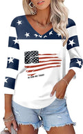 Women's V Neck T Shirts 3/4 Sleeve Blouse Summer Tops Dressy Casual Solid Basic Tees