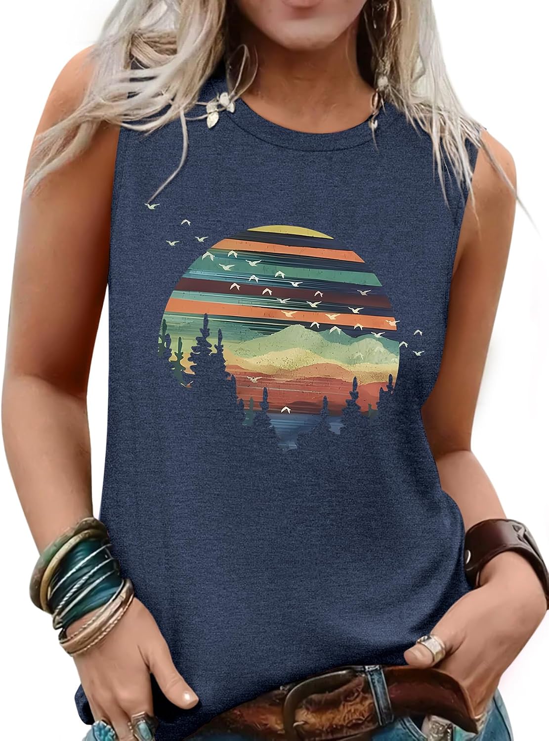 Sleeveless Tank Tops for Women 2026 Summer Casual Blouses Graphic Tees Loose Fit Crewneck Vacation Outfits Shirts