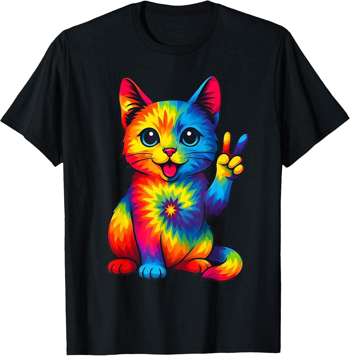 Cat Tie Dye Peace Sign Hippie Funny Cats Lovers