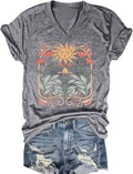 Women's T-Shirts V-Neck Boho Flowers Wildflowers Tee Cute Summer Graphic Shirts Short Sleeve T Shirt