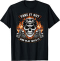Funny Take it Out Play with it Skeleton Biker Motorcycle T-Shirt