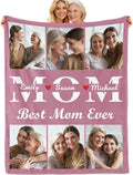 Personalized Mothers Day Blanket Gift for Mom - Best Mom Ever Custom Blanket with Picture & Text, Soft Flannel Customized Blankets for Women, Birthday Gift for Mother Grandma from Daughter Son