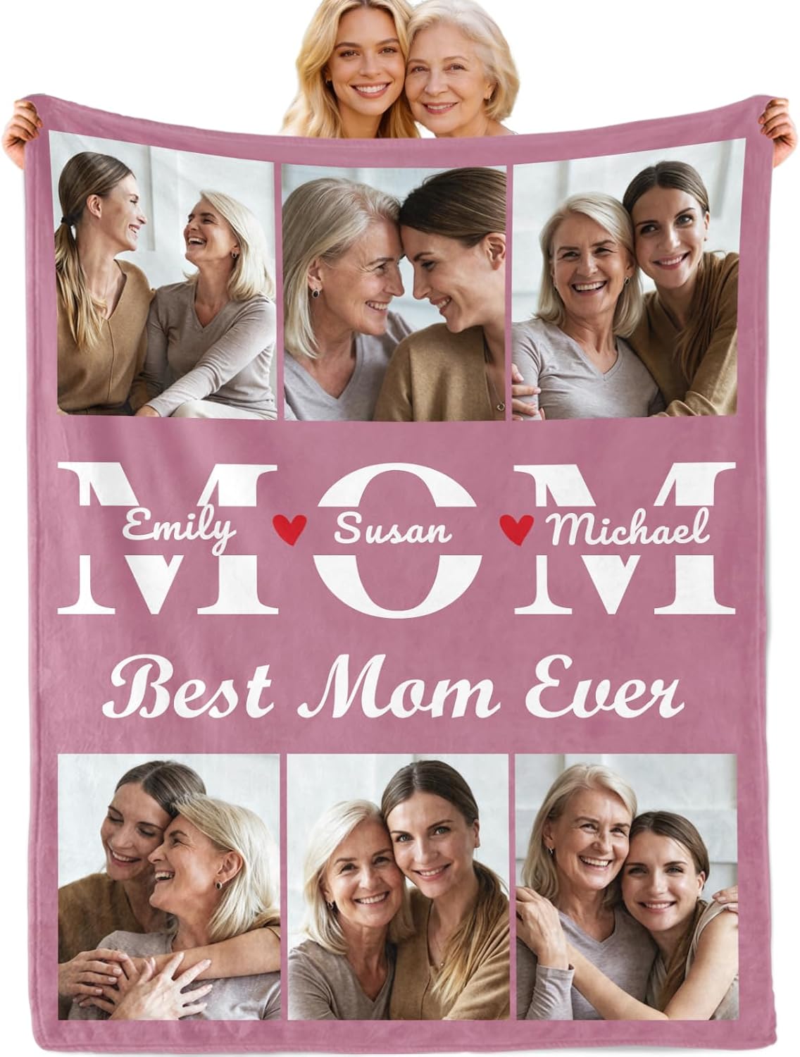 Personalized Mothers Day Blanket Gift for Mom - Best Mom Ever Custom Blanket with Picture & Text, Soft Flannel Customized Blankets for Women, Birthday Gift for Mother Grandma from Daughter Son