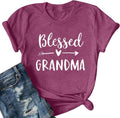 Blessed Grandma Shirt Funny Cute Graphic Tees Women Letter Print T-Shirt Casual Short Sleeve Tops