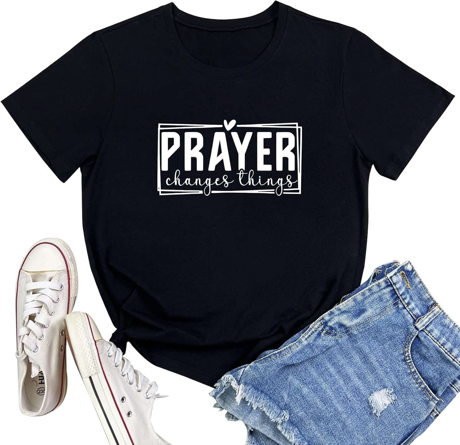 Women Crewneck Prayer Graphic Soft Cute T-Shirts