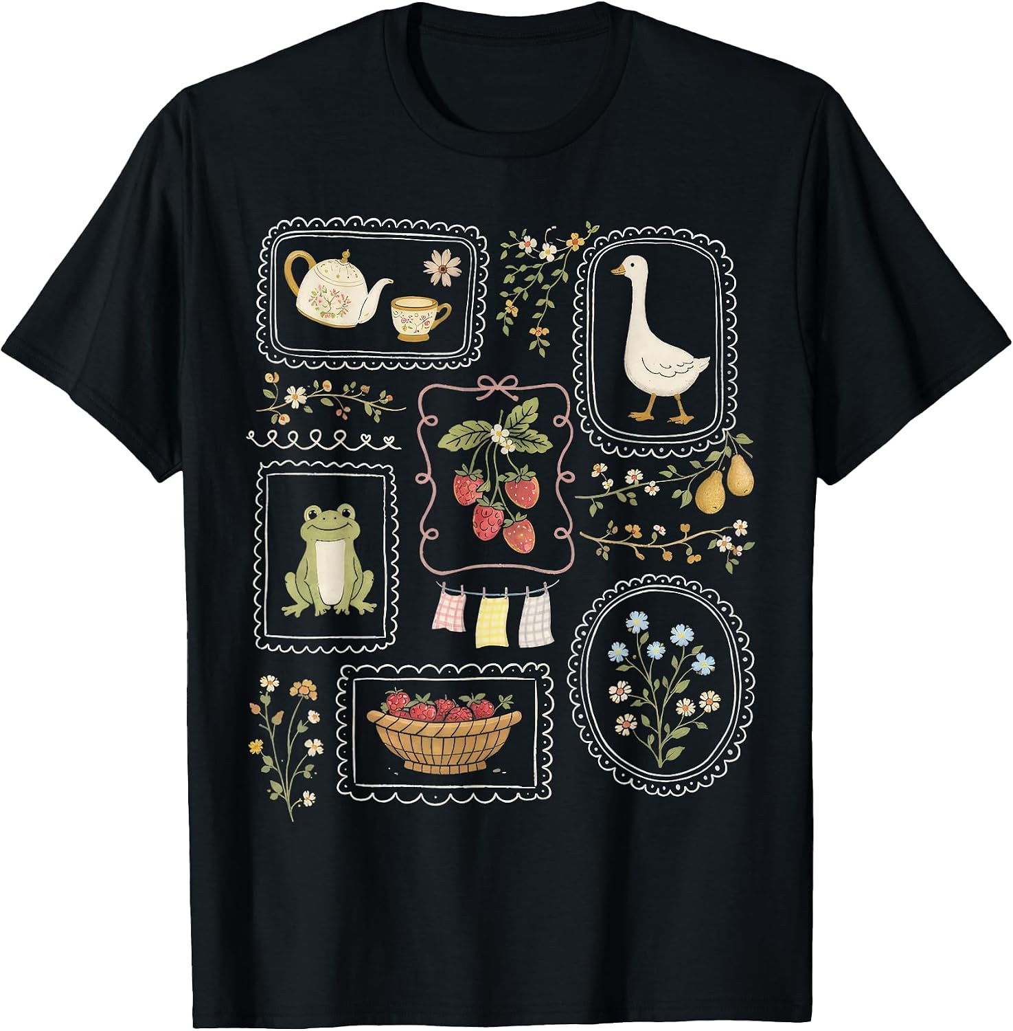 Coquette Goose Cottagecore Floral Gardening Plant Lover T-Shirt