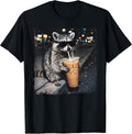 Funny Raccoon Drinking Iced Coffee Funny Animal Meme Raccoon T-Shirt