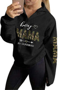 Women Mama Life Zip Up Pullover Sweatshirt Jacket High Collar Quarter 1/4 Zip Coat