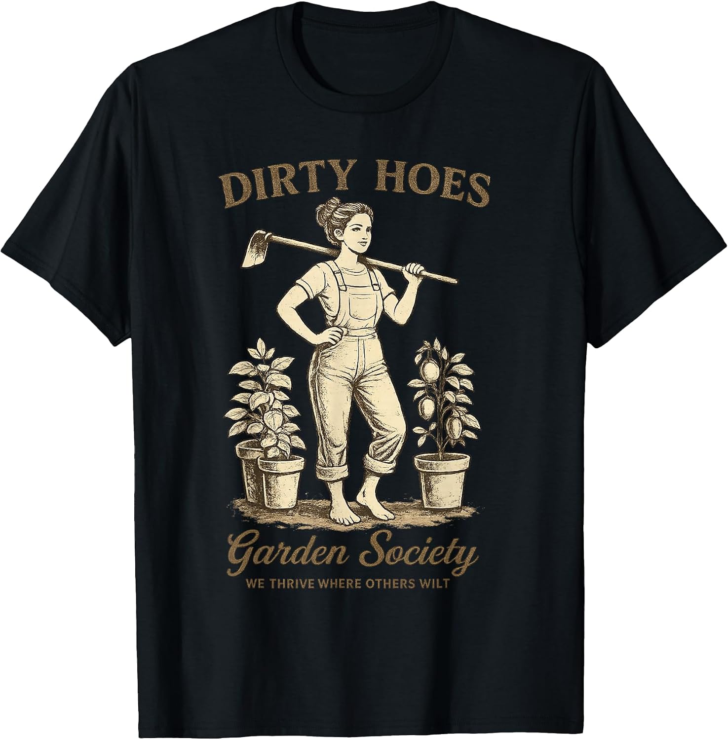 Dirty Hoes Garden Society Funny Gardener Vintage Gardening T-Shirt