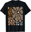 Safari Floral Boho Flowers Cute Animals Girls Leopard Print T-Shirt