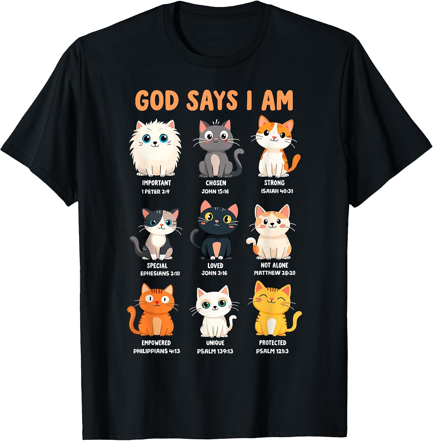 God Says I'm Christian Funny Cats Bible Verse Kitty Lover T-Shirt