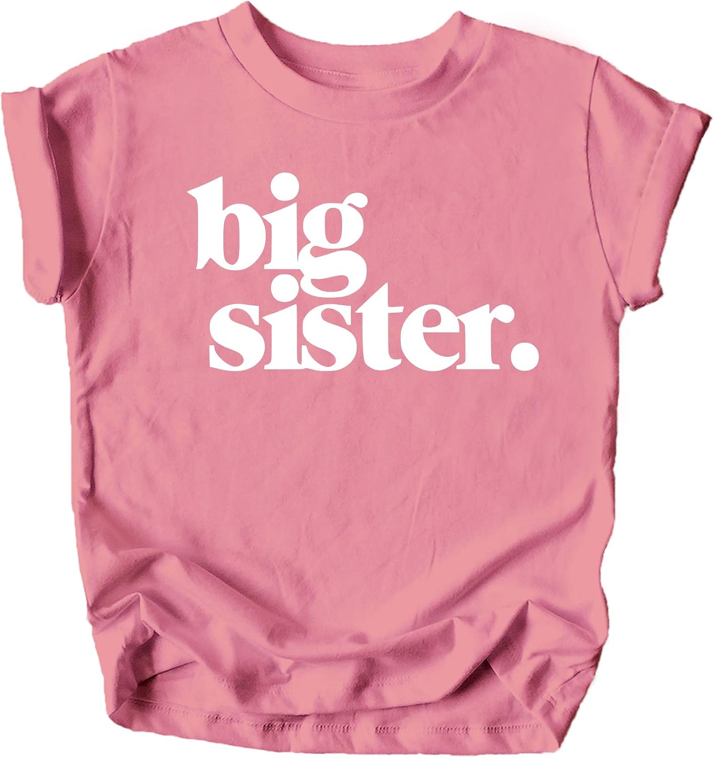 Bold Big Sister Colorful Sibling Reveal Announcement T-Shirt for Baby and Toddler Girls Sibling Outfits