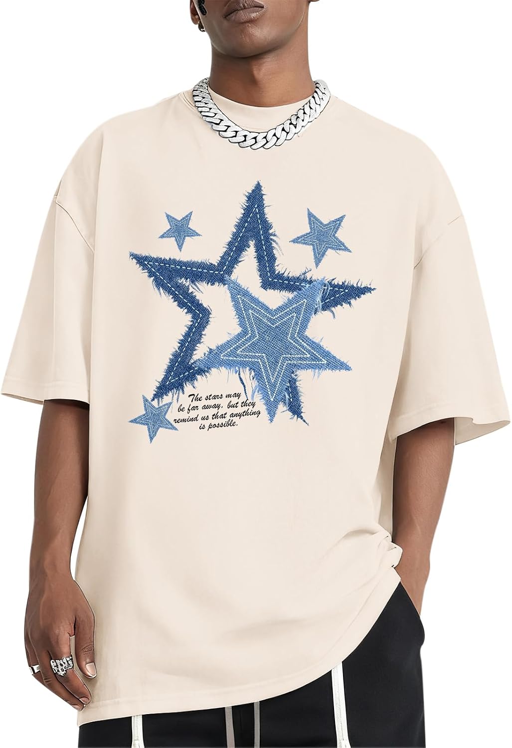 Men Star Graphic Shirt Y2k Oversized Shirts Streetwear Vintage Tees Grunge Inspirational Motivational Casual Tshirts