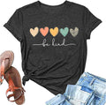 Boho Be Kind Shirt Women Heart Print Teacher Tshirts Vintage Graphic Tee Summer Casual Inspirational Tops