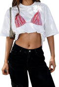 Women's Oversized Graphic Tee Bikini Print Y2K Streetwear Funny Short Sleeve Casual Loose Fit Trendy T-Shirt