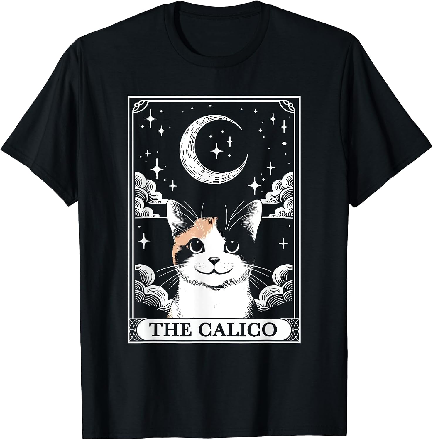 Tarot Card Vintage Crescent Moon Calico Cat Mom Cat Lovers T-Shirt for Men Women Kids