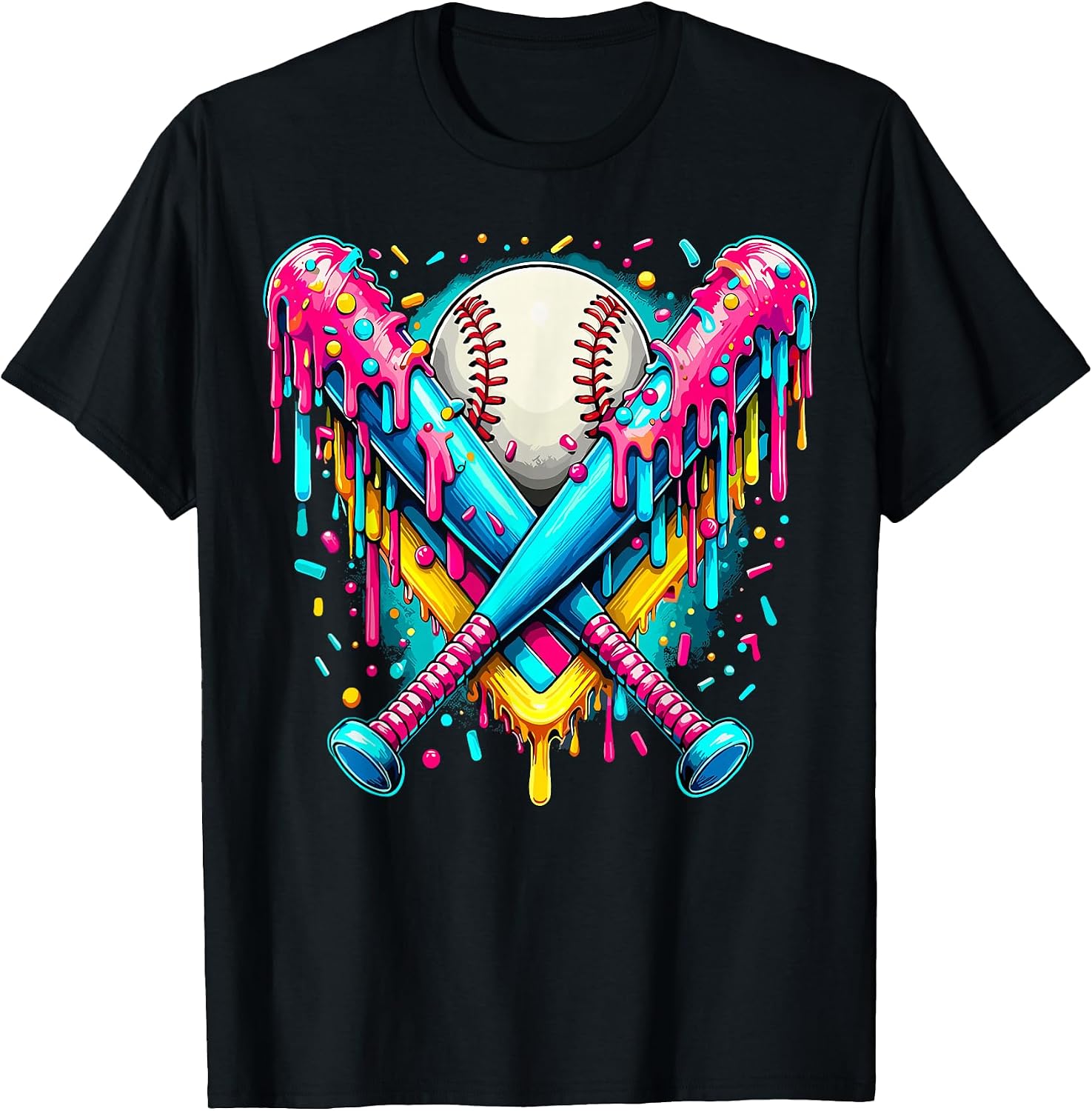 Baseball Player Ice Cream Funny Drip T-Shirt