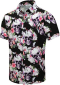 Hawaiian Shirt for Men, Unisex Summer Beach Casual Short Sleeve Button Down Shirts, Printed Palmshadow Clothing