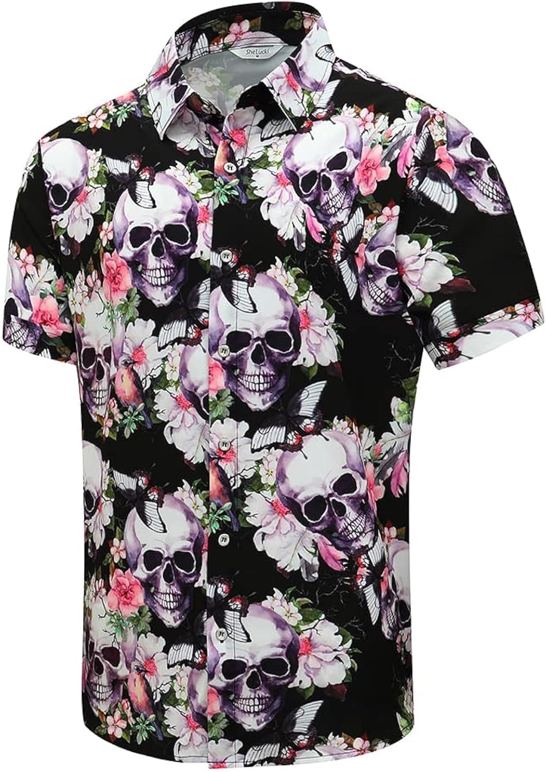 Hawaiian Shirt for Men, Unisex Summer Beach Casual Short Sleeve Button Down Shirts, Printed Palmshadow Clothing