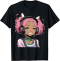 Anime and Music Black Girl Anime Merch Afro African American T-Shirt