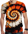 Novelty Tie Dye Style T-Shirts for Men Spiral Streak Print Shirt with Short Sleeves