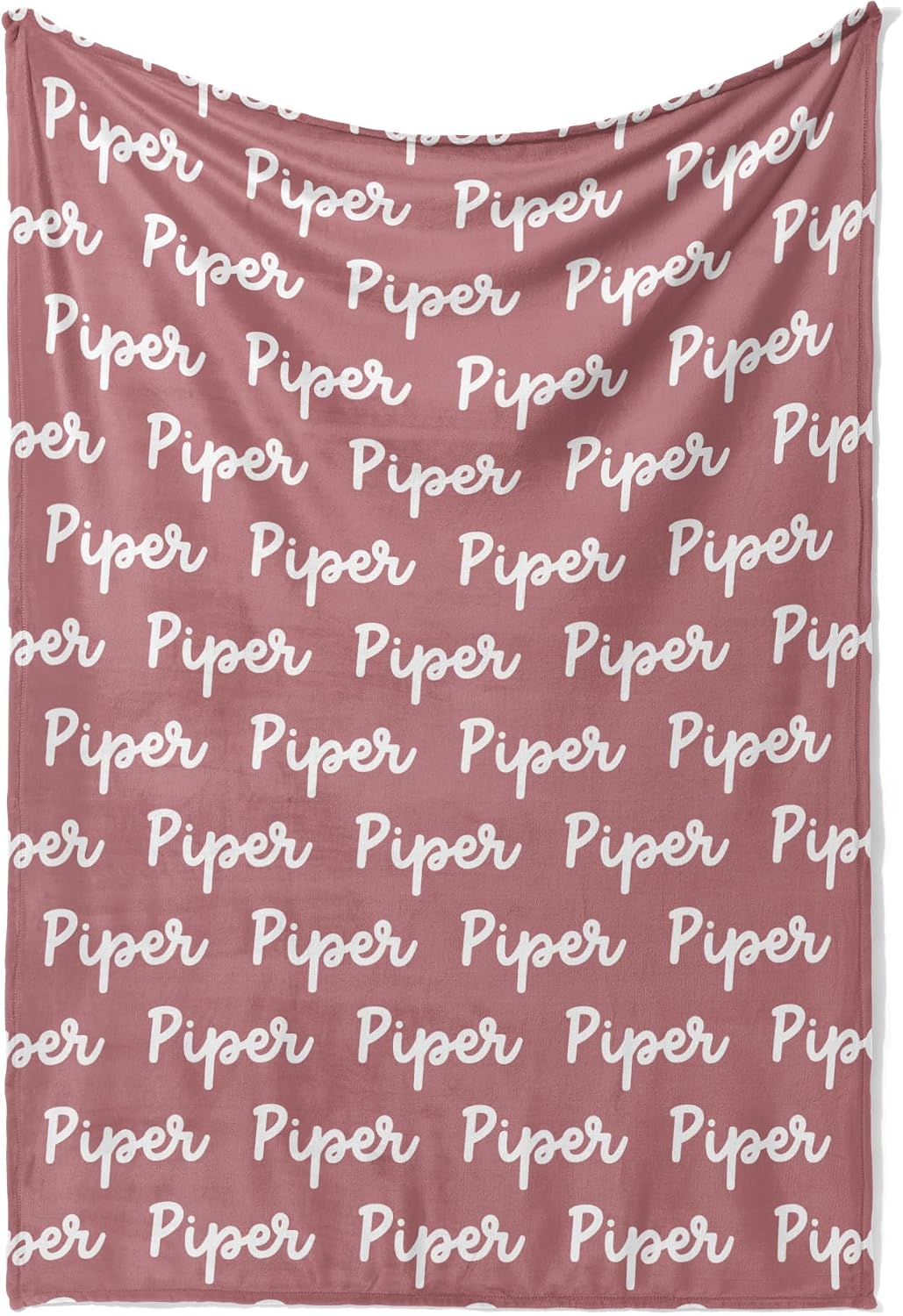Personalized Name Blanket, Choice of Color & Font, Customized Minky Throw Blankets, Couch & Bedroom Decor, Fluffy Soft & Warm Bedspread, Minimalist, (Monochrome, 30" x 40")