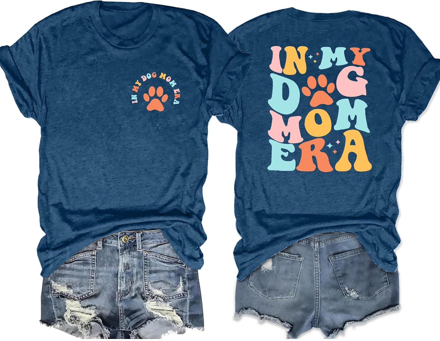 Dog Mom Shirt Women: in My Dog Mom Era T Shirts Cute Paw Print Tee Animal Lover Gifts Casual Summer Tops