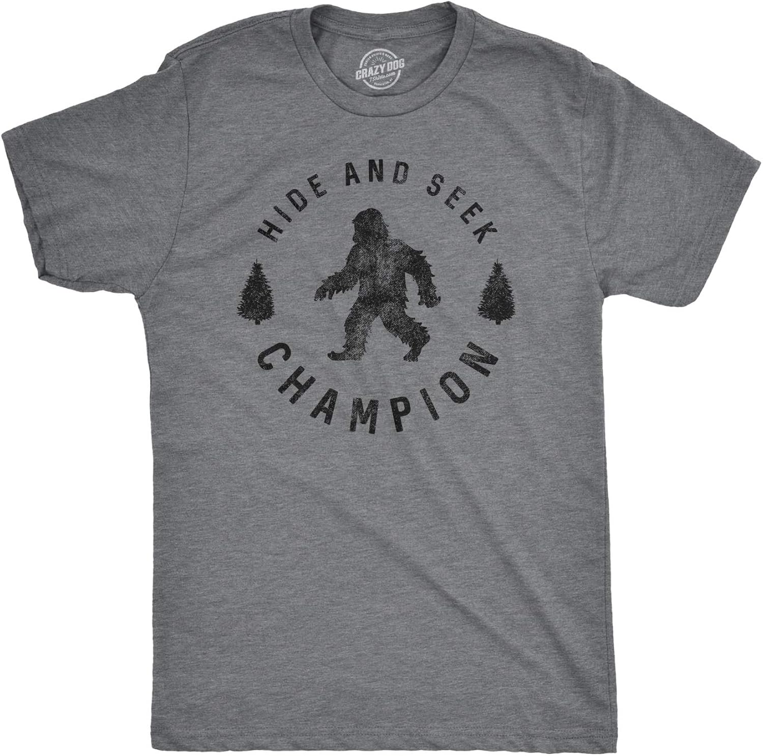 Hide and Seek Champion Funny Bigfoot Graphic Sarcastic Tee