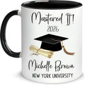 Hyturtle Personalized Graduation 2026 Mug Gift For Her - Mastered it - Custom Name Coffee Cup Ceramic Mug 11oz -15oz, Gift For Graduated Student, Senior, Back To School, Gifts For Friend, Daughter