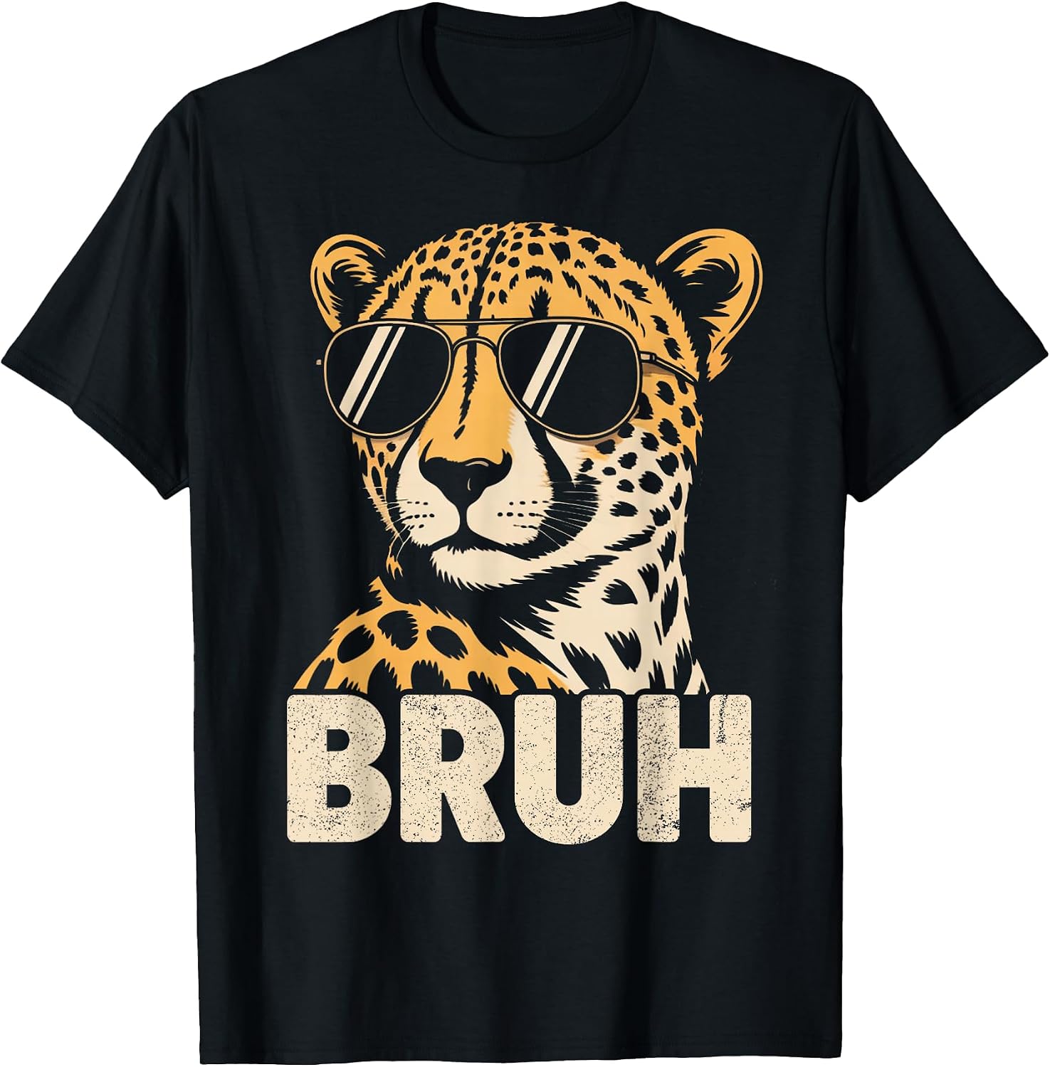 Bruh Cheetah Meme Graphic Tee Men Boys Animal Print Kids T-Shirt
